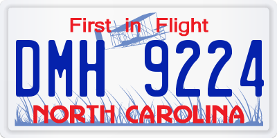 NC license plate DMH9224