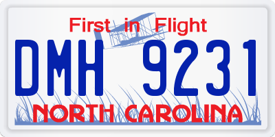 NC license plate DMH9231