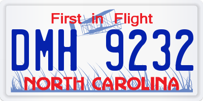 NC license plate DMH9232