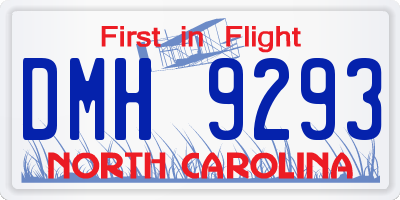 NC license plate DMH9293