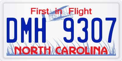 NC license plate DMH9307
