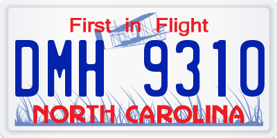 NC license plate DMH9310