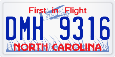 NC license plate DMH9316