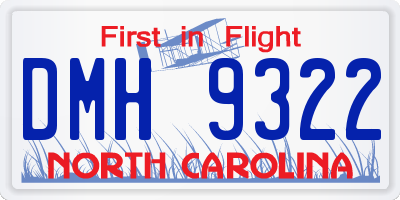 NC license plate DMH9322