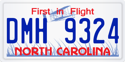 NC license plate DMH9324