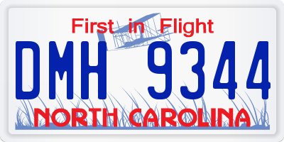 NC license plate DMH9344