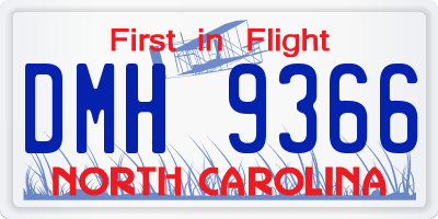 NC license plate DMH9366