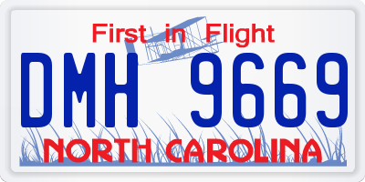 NC license plate DMH9669