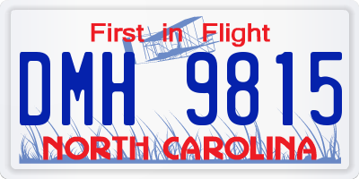 NC license plate DMH9815