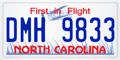 NC license plate DMH9833