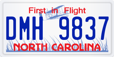 NC license plate DMH9837