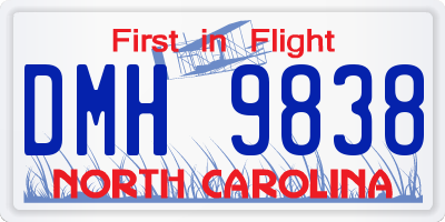 NC license plate DMH9838