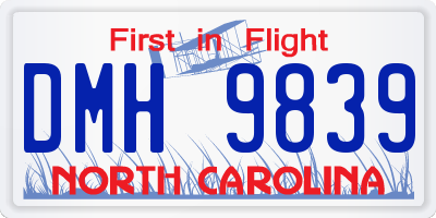 NC license plate DMH9839