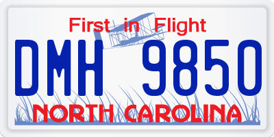 NC license plate DMH9850