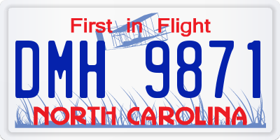NC license plate DMH9871