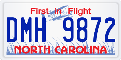 NC license plate DMH9872