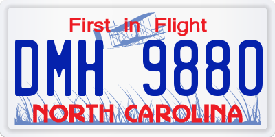 NC license plate DMH9880