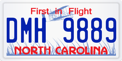 NC license plate DMH9889