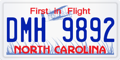 NC license plate DMH9892