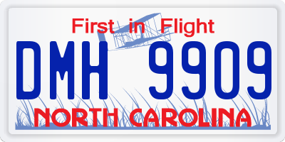 NC license plate DMH9909