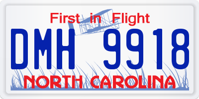 NC license plate DMH9918