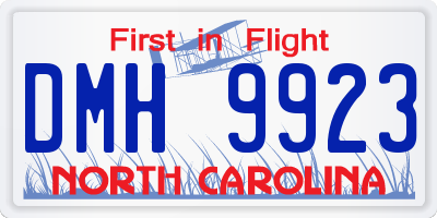 NC license plate DMH9923