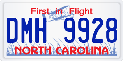 NC license plate DMH9928