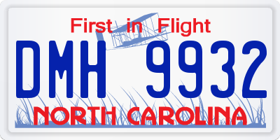 NC license plate DMH9932