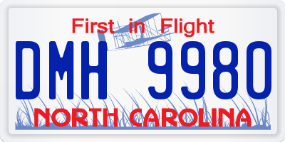 NC license plate DMH9980