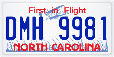 NC license plate DMH9981