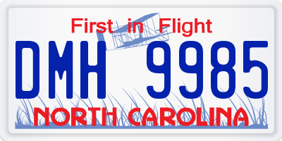 NC license plate DMH9985