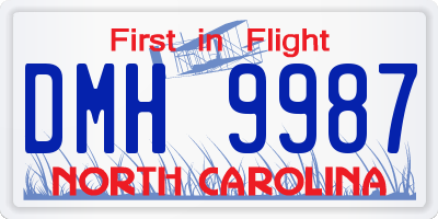 NC license plate DMH9987