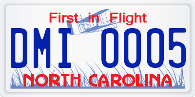 NC license plate DMI0005
