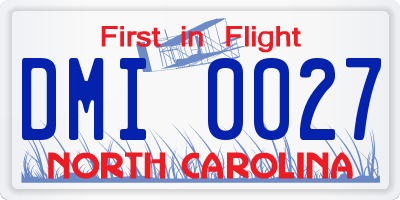 NC license plate DMI0027
