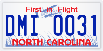 NC license plate DMI0031