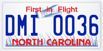 NC license plate DMI0036