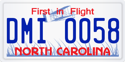 NC license plate DMI0058