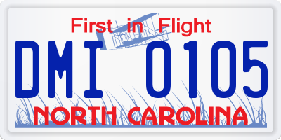 NC license plate DMI0105