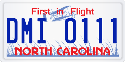 NC license plate DMI0111
