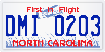 NC license plate DMI0203