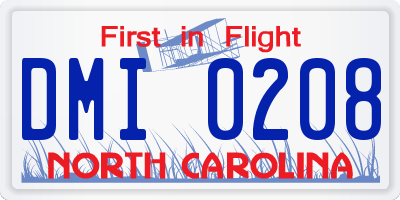 NC license plate DMI0208