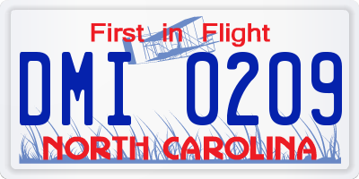NC license plate DMI0209