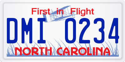 NC license plate DMI0234