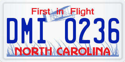 NC license plate DMI0236