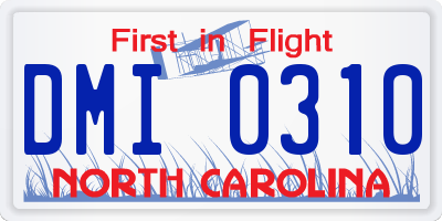 NC license plate DMI0310