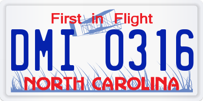 NC license plate DMI0316
