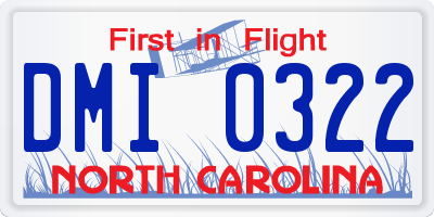 NC license plate DMI0322