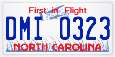 NC license plate DMI0323