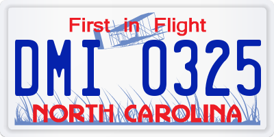 NC license plate DMI0325