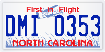 NC license plate DMI0353